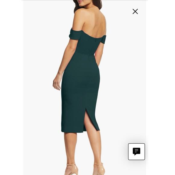 NWOT Dress the Population Off-Shoulder Green Midi Dress XL - Picture 3 of 7